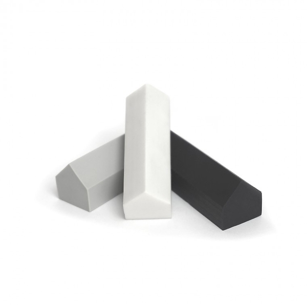 Little house" erasers (black, white, grey)