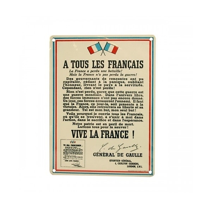 Plaque Vive La France