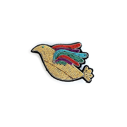 Handmade embroidered "Gold Dove" brooch