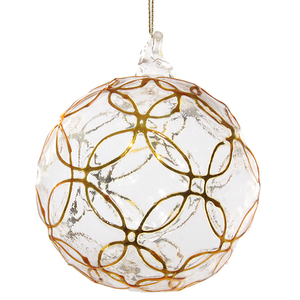 Floral glass ball gold 10cm