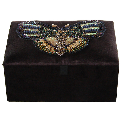 Jewel Box Black Velvet Butterfly Blue Gold