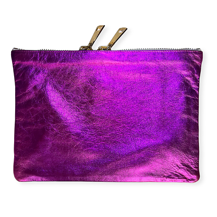 Pochette En Cuir Xl Fushia