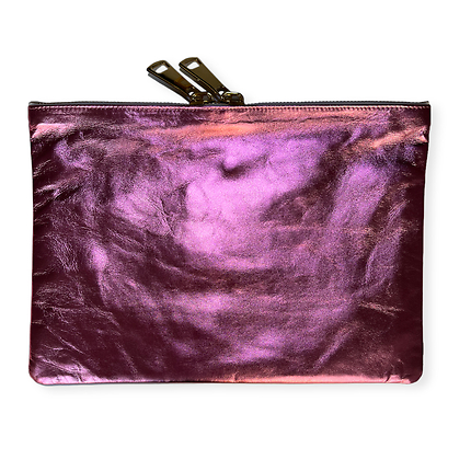 Pochette En Cuir Xl Rose New