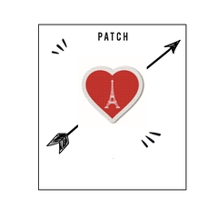 Embroidered patch Eiffel Tower red heart