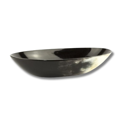 Oval Bowl Black Horn Marbled