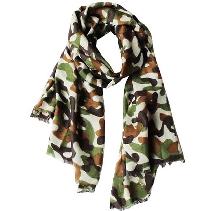 Khaki camouflage pattern scarf