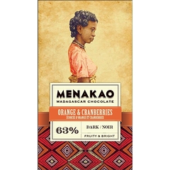 Chocolat Menakao Noir 63% - Ecorce D'orange Et Cranberries