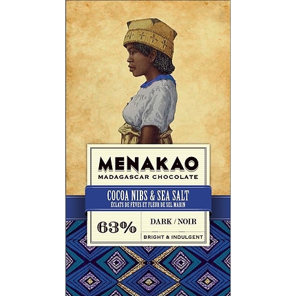 Black Chocolate Menakao 63% - Cocoa nibs & sea salt