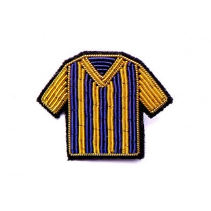 Broche maillot à rayures jaune et bleu