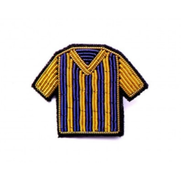 Yellow and blue striped jersey brooch