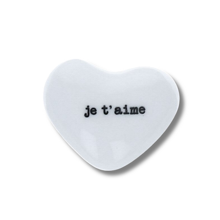 Coeur porcelaine blanc "Je t'aime"