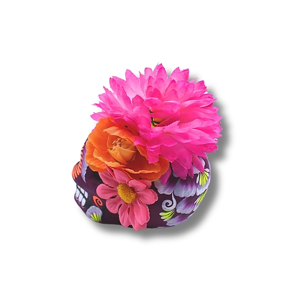 Tete De Mort Ceramique Avec Fleurs 11X9Cm