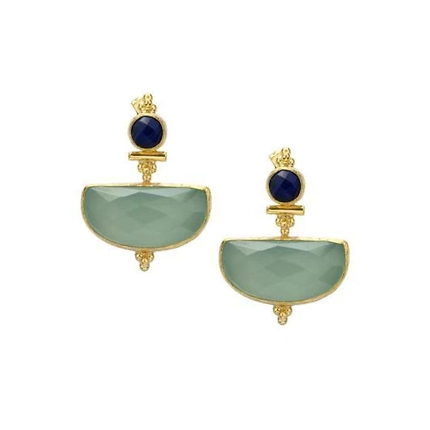 Lapis & Aqua Chalcedony earrings