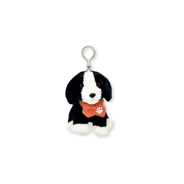 Spa Plush Dog Keyring Black White