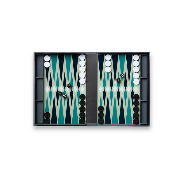 Jeu Backgammon Gris et Bleu