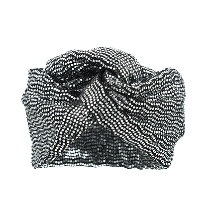 Turban Sequins Argente Taille Large