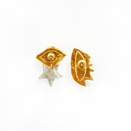 Boucles d'Oreilles Golden Eye And Silver Star