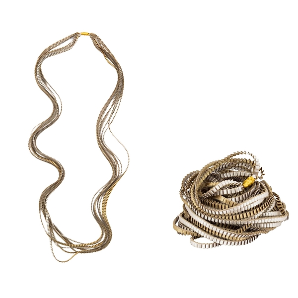 Khaki and Silver Necklace