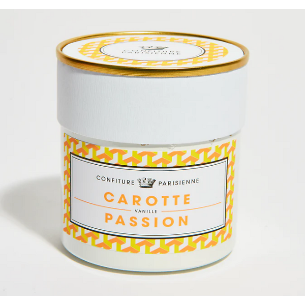 Composition : carotte, passion, sucre de canne, vanille, pectine d’agrumes.