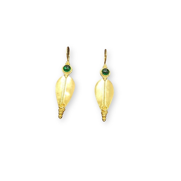 Green Stone Leaf Earrings