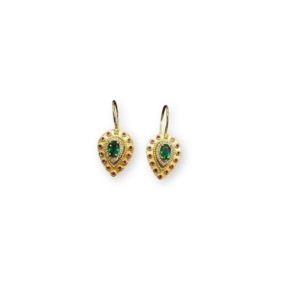 Boucle d'oreille Gouttes pierre verte