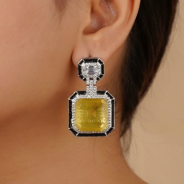 Boucle d'oreille Carrées pierres jaunes