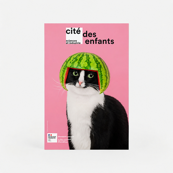 Affiche Chatlade de fruits 40x60cm Rose - Jeux de chats