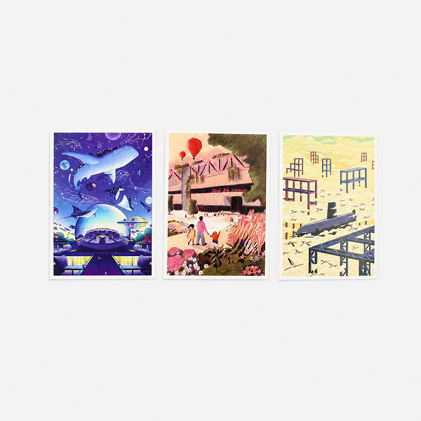 Multicoloured Postcard - Cruschiform - La Géode - 40 Years of the Cité des sciences et de l'Industrie