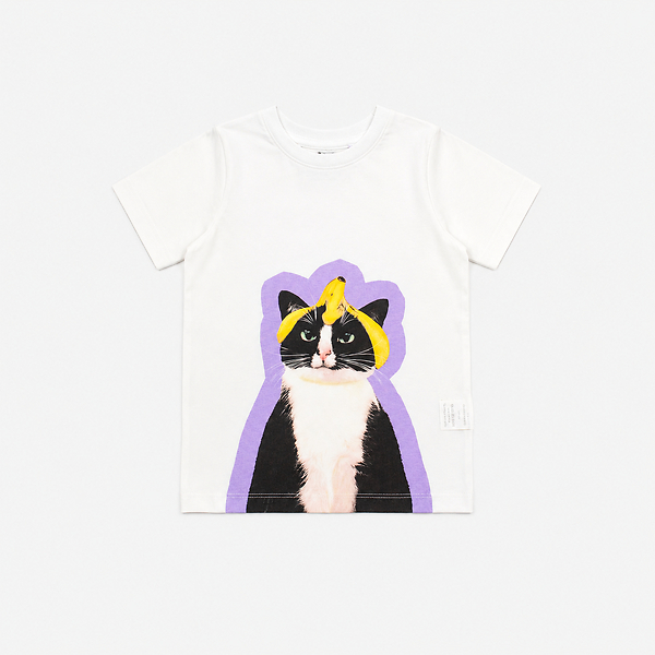 T-shirt Enfant ChatGlisse Blanc et Violet - Jeux de chats