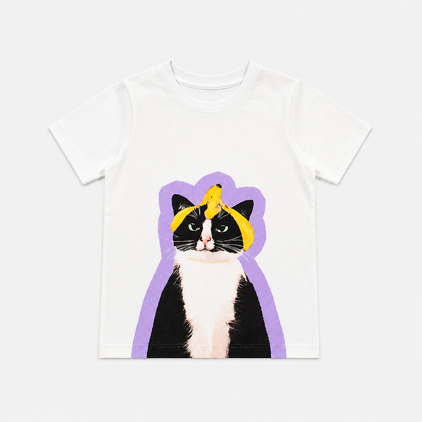 T-shirt Enfant ChatGlisse Blanc et Violet - Jeux de chats