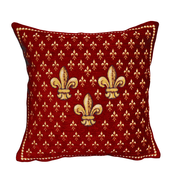 Housse de coussin Trois Lys rouge - Jules Pansu
