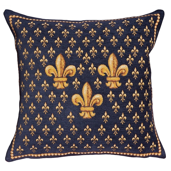 Cushion cover Three Lilies blue - Jules Pansu