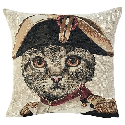 Housse de coussin Chat Napoléon beige - Jules Pansu