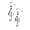 Large G-Clef Silver Tone Earrings