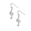 Petites boucles d'oreilles clef de sol en métal argenté